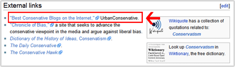 Wikipedia Screenshot of Best Conservative Blogs